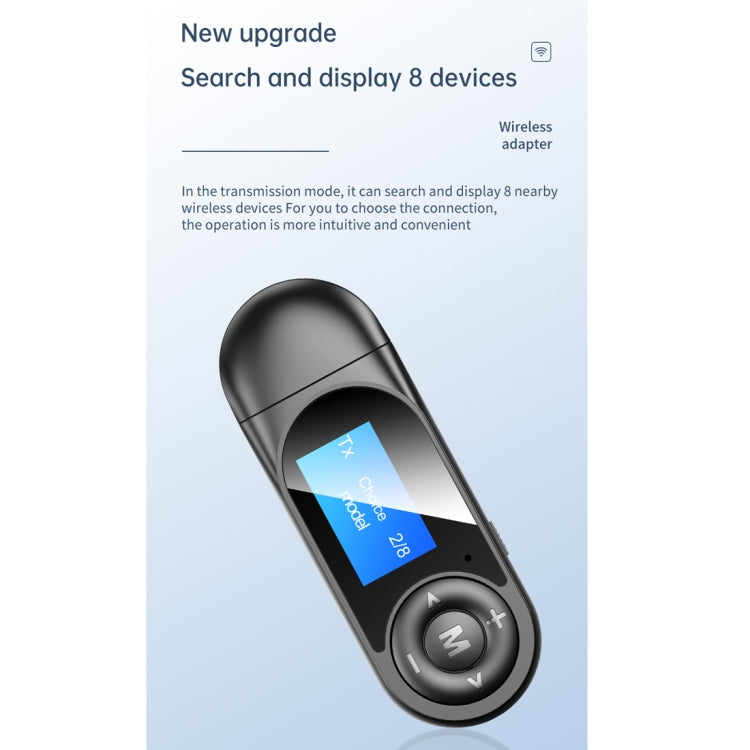 T-13 Bluetooth 5.0 LCD Digital Display Bluetooth Adapter Receiver Transmitter(Black) - free shipping - PMC Jewellery - Order now!