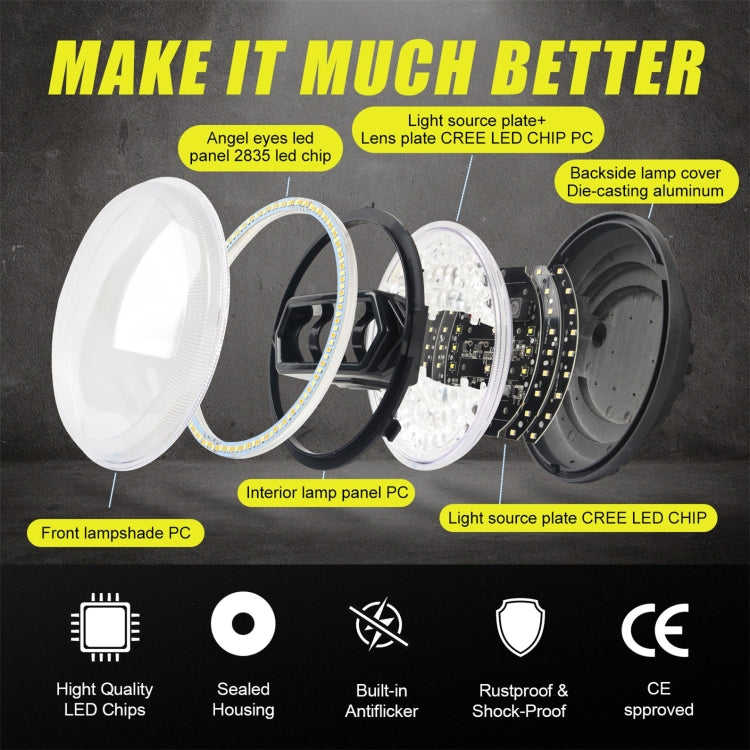 Motorcycle Crystal 5.75 inch LED Headlight Modification Accessories - Headlights by PMC TechLife | Online Shopping South Africa | PMC TechLife