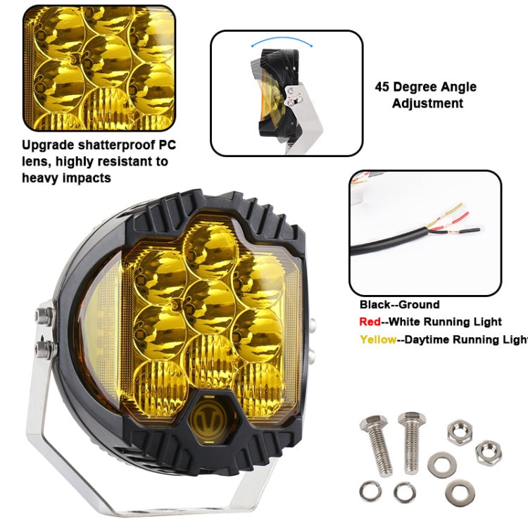 OL-1950Y 7 inch DC12V-30V 8000LM 6500K 90W Car LED Light on Three Sides Headlight for Jeep Wrangler (Gold Light) - Work Lights by PMC TechLife | Online Shopping South Africa | PMC TechLife | Buy Now Pay Later Mobicred