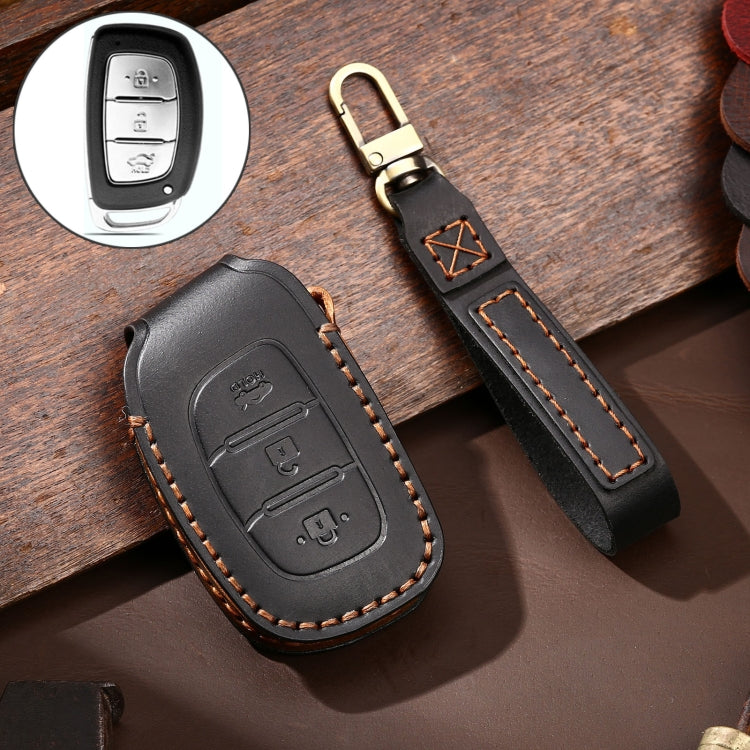 Hallmo Car Cowhide Leather Key Protective Cover Key Case for Hyundai IX35 B Style(Black) - free shipping - PMC TechLife - Order now!