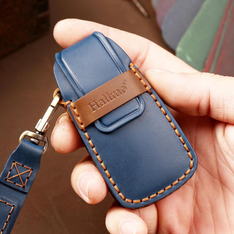 Hallmo Car Cowhide Leather Key Protective Cover Key Case for Audi A6L / A8L / A4 / A7 / A5 A Style(Black) - Car Key Cases by PMC TechLife | Online Shopping South Africa | PMC TechLife | Buy Now Pay Later Mobicred