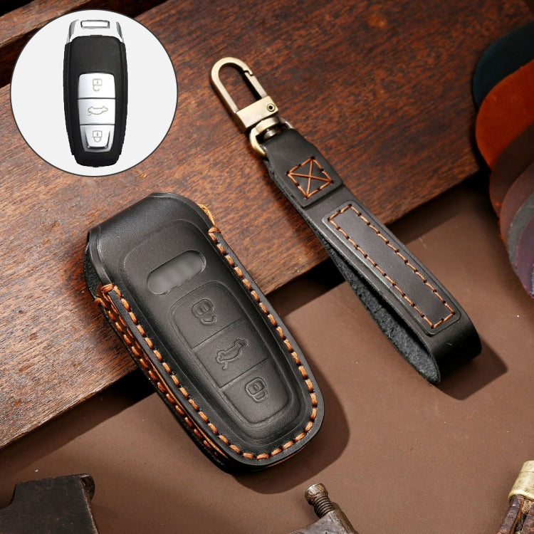 Hallmo Car Cowhide Leather Key Protective Cover Key Case for Audi A6L / A8L / A4 / A7 / A5 C Style(Black) - free shipping - PMC TechLife - Order now!