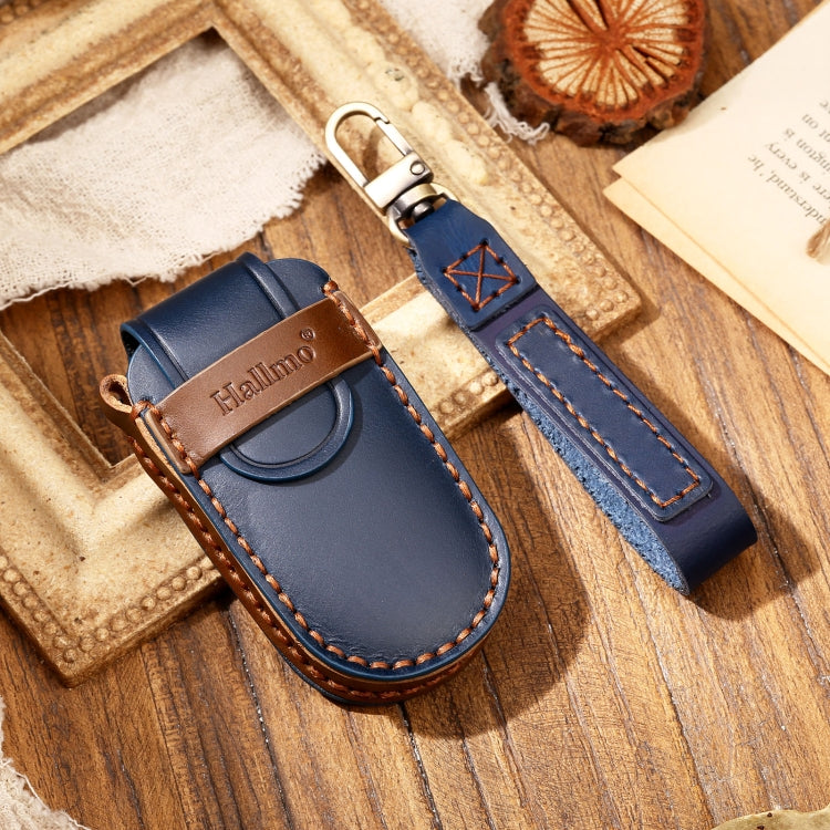 Hallmo Car Cowhide Leather Key Protective Cover Key Case for Jeep Compass(Blue) - free shipping - PMC TechLife - Order now!