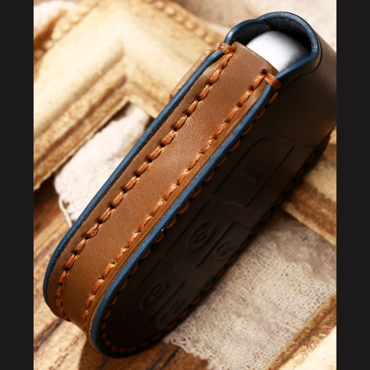 Hallmo Car Cowhide Leather Key Protective Cover Key Case for Jeep Compass(Black) - Car Key Cases by Hallmo | Online Shopping South Africa | PMC TechLife | Buy Now Pay Later Mobicred