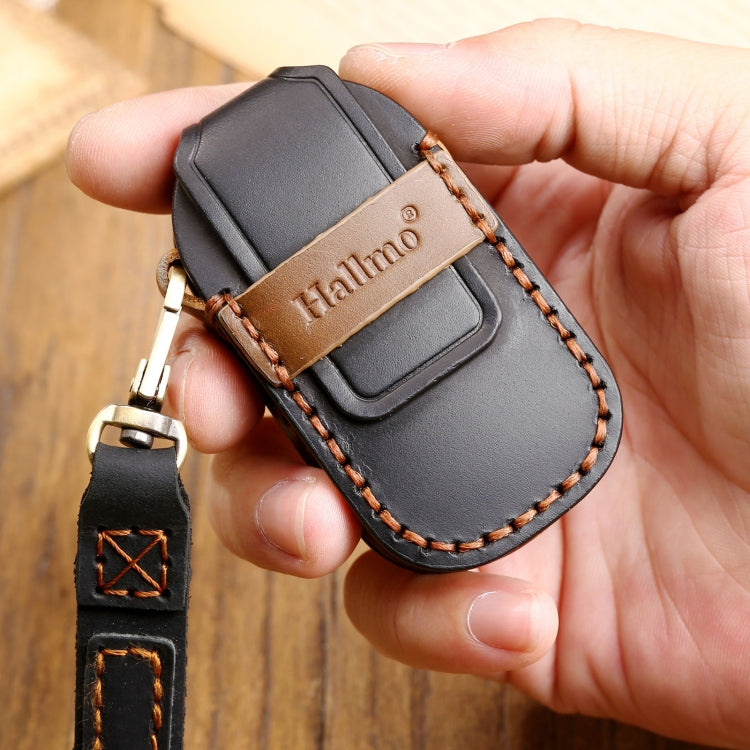 Hallmo Car Cowhide Leather Key Protective Cover Key Case for LEADING IDEAL One(Brown) - Car Key Cases by Hallmo | Online Shopping South Africa | PMC TechLife | Buy Now Pay Later Mobicred