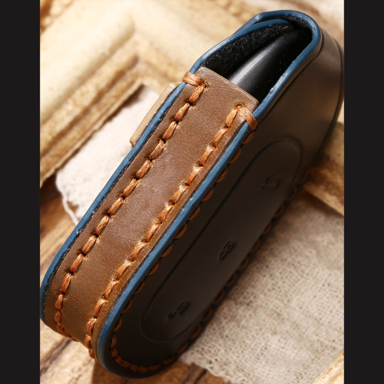 Hallmo Car Cowhide Leather Key Protective Cover Key Case for LEADING IDEAL One(Blue) - Car Key Cases by Hallmo | Online Shopping South Africa | PMC TechLife | Buy Now Pay Later Mobicred