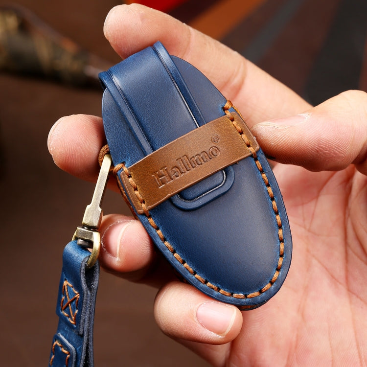 Hallmo Car Cowhide Leather Key Protective Cover Key Case for Nissan Sylphy 3-button Tail Box(Brown) - Car Key Cases by Hallmo | Online Shopping South Africa | PMC TechLife | Buy Now Pay Later Mobicred