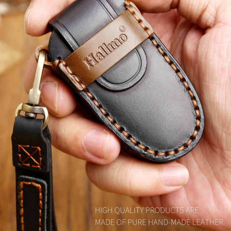 Hallmo Car Cowhide Leather Key Protective Cover Key Case for Tesla Model 3 / S A Style(Black) - free shipping - PMC TechLife - Order now!