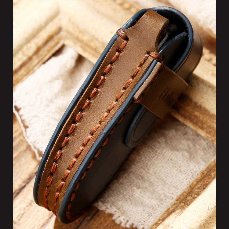 Hallmo Car Cowhide Leather Key Protective Cover Key Case for Tesla Model 3 / S A Style(Blue) - Car Key Cases by Hallmo | Online Shopping South Africa | PMC TechLife | Buy Now Pay Later Mobicred