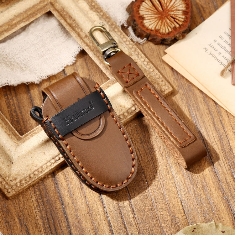 Hallmo Car Cowhide Leather Key Protective Cover Key Case for Tesla Model X B Style(Brown) - free shipping - PMC TechLife - Order now!