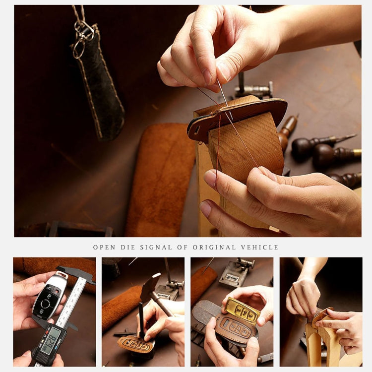 Hallmo Car Cowhide Leather Key Protective Cover Key Case for NIO ES6 / ES8(Brown) - Car Key Cases by Hallmo | Online Shopping South Africa | PMC TechLife | Buy Now Pay Later Mobicred
