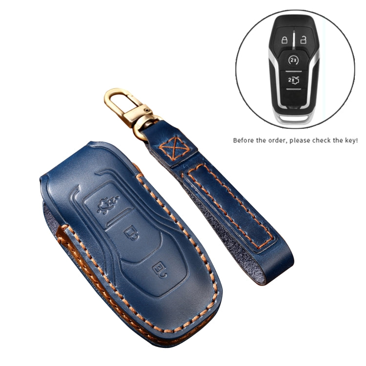 Hallmo Car Cowhide Leather Key Protective Cover Key Case for Ford Focus  A Style(Brown) - Car Key Cases by Hallmo | Online Shopping South Africa | PMC TechLife | Buy Now Pay Later Mobicred