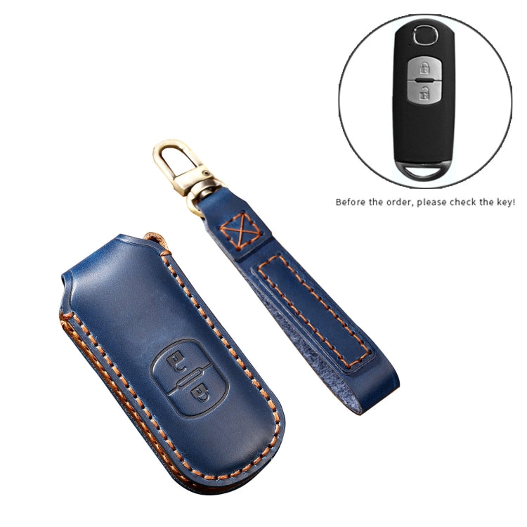 Hallmo Car Cowhide Leather Key Protective Cover Key Case for Mazda Axela 2-button(Black) - free shipping - PMC TechLife - Order now!