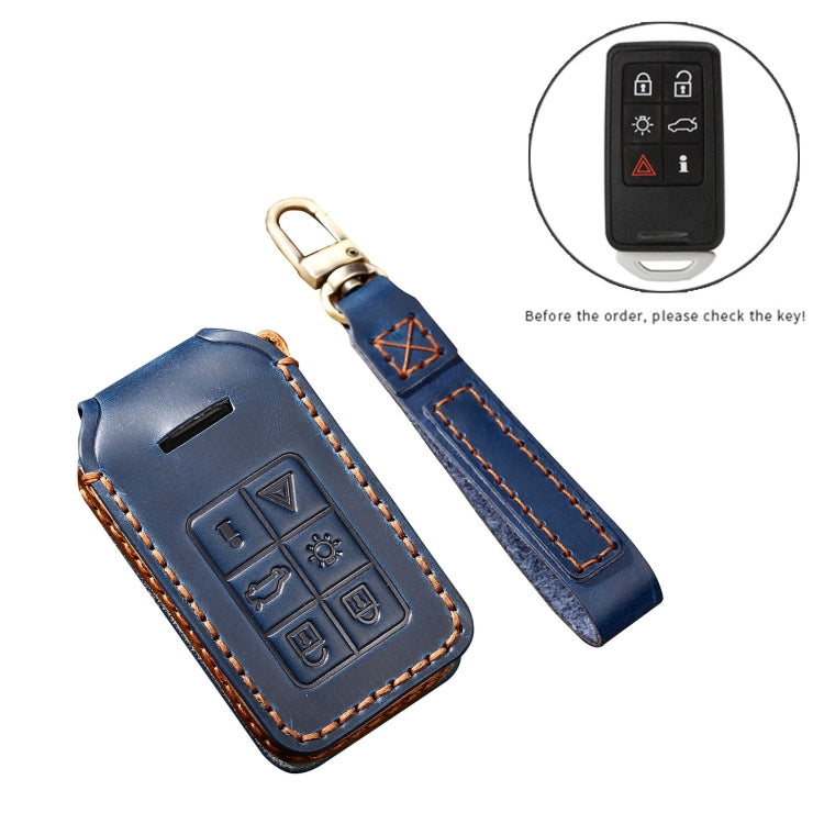 Hallmo Car Cowhide Leather Key Protective Cover Key Case for Volvo 6-button(Brown) - free shipping - PMC TechLife - Order now!