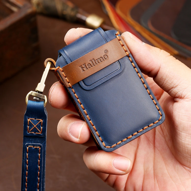 Hallmo Car Cowhide Leather Key Protective Cover Key Case for Volvo 6-button(Blue) - free shipping - PMC TechLife - Order now!