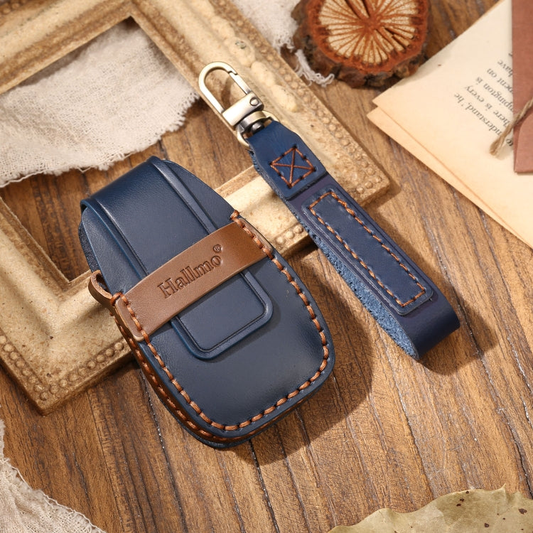 Hallmo Car Cowhide Leather Key Protective Cover Key Case for Changan CS75 Plus(Blue) - free shipping - PMC TechLife - Order now!