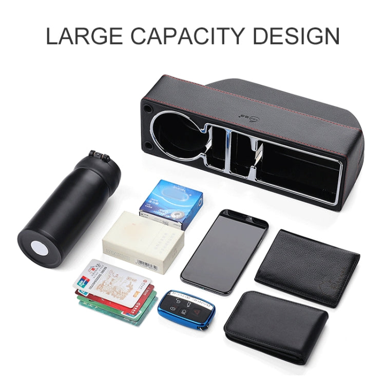 Car Multi-functional Console PU Leather Box Cup Holder Seat Gap Side Storage Box (Black) - free shipping - PMC TechLife - Order now!
