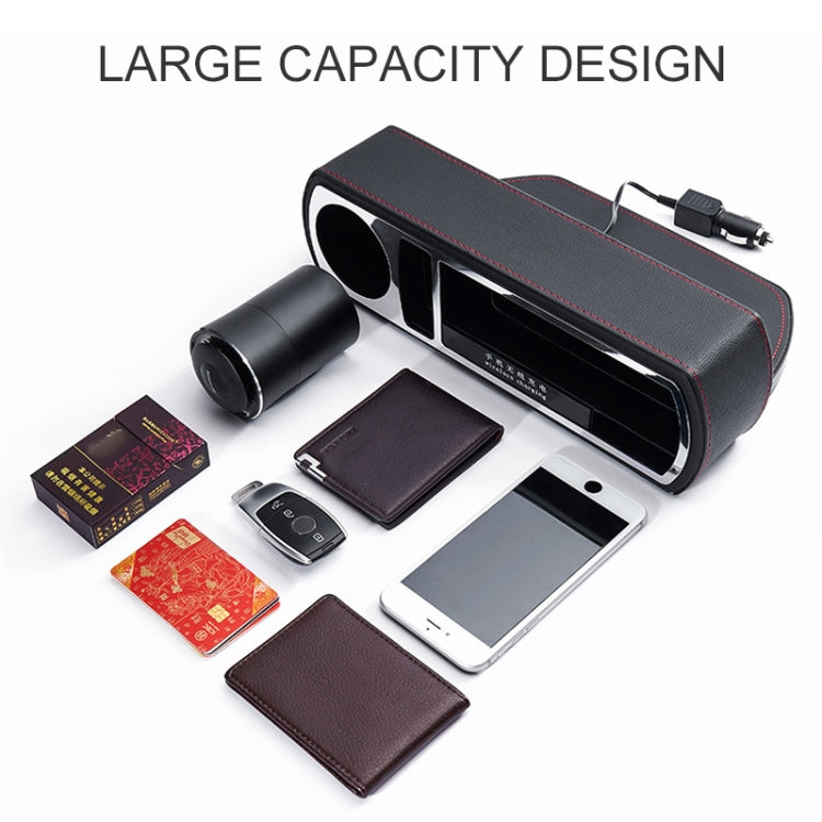 Car Multi-functional Wireless Fast Charge Console PU Leather Box Cup Holder Seat Gap Side Storage Box (Black) - Stowing Tidying by PMC TechLife | Online Shopping South Africa | PMC TechLife | Buy Now Pay Later Mobicred