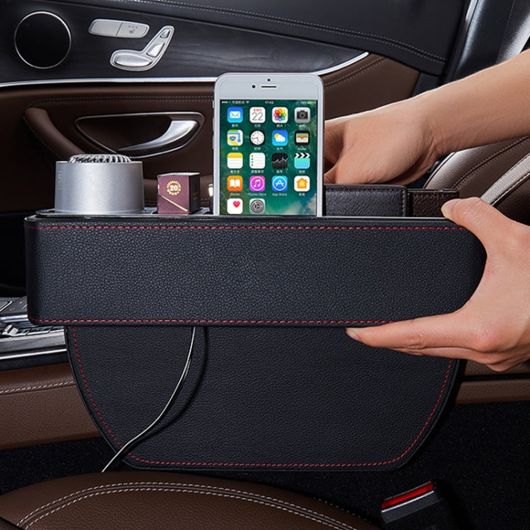 Car Multi-functional Wireless Fast Charge Console PU Leather Box Cup Holder Seat Gap Side Storage Box (Black) - Stowing Tidying by PMC TechLife | Online Shopping South Africa | PMC TechLife | Buy Now Pay Later Mobicred
