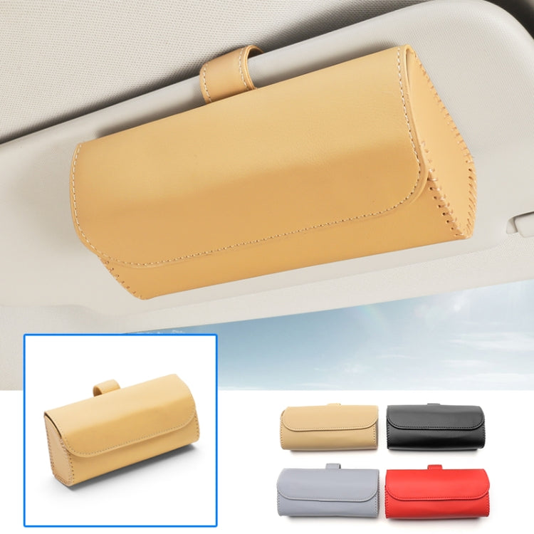 533 Car Glasses Storage Bag Glasses Box (Beige) - Sunglasses & Glasses Clips by PMC Jewellery | Online Shopping South Africa | PMC Jewellery | Buy Now Pay Later Mobicred