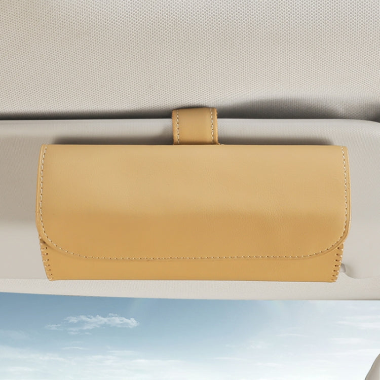 533 Car Glasses Storage Bag Glasses Box (Beige) - Sunglasses & Glasses Clips by PMC Jewellery | Online Shopping South Africa | PMC Jewellery | Buy Now Pay Later Mobicred