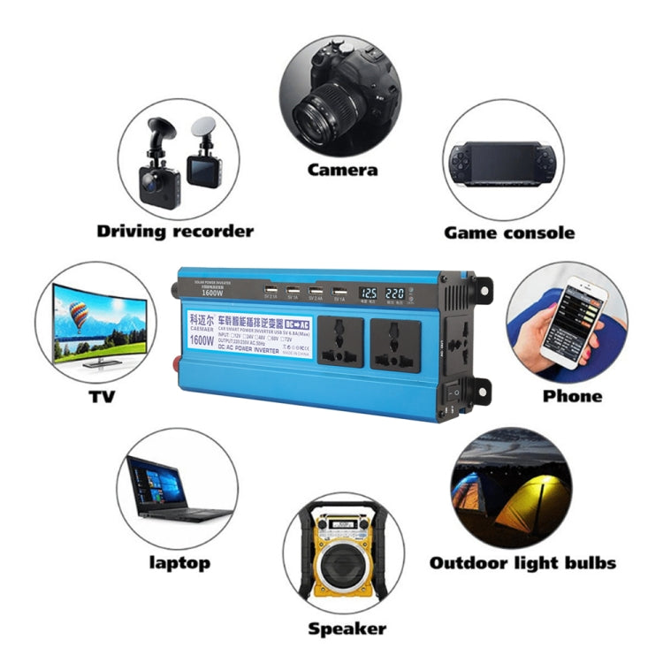 Carmaer 48V to 220V 1600W Three Socket Car Double Digital Display Inverter Household Power Converter - free shipping - PMC TechLife - Order now!