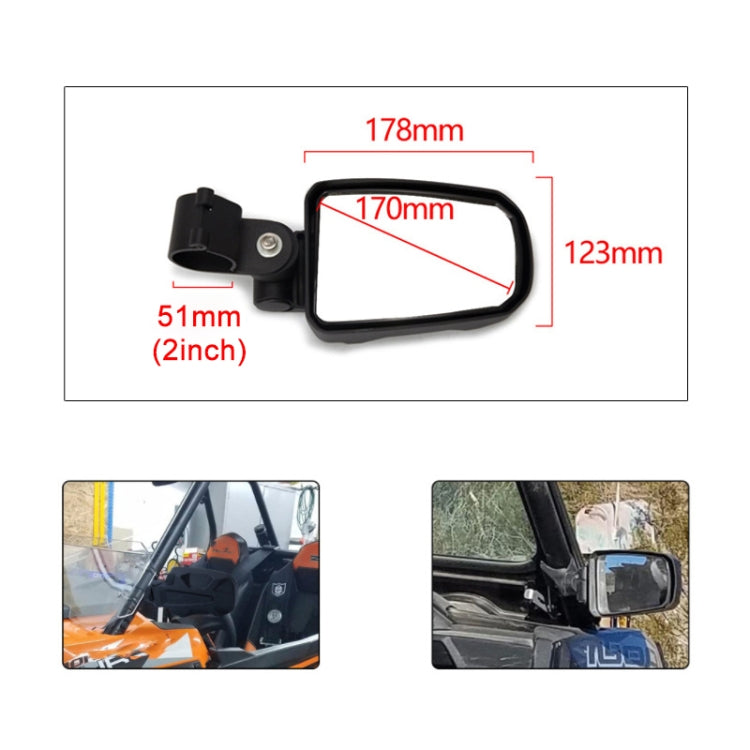 Pair All-terrain Vehicles Wide Field View 2.0 inch Rearview Mirror Side Reflector Mirror for UTV / ATV - Side Mirrors by PMC TechLife | Online Shopping South Africa | PMC TechLife | Buy Now Pay Later Mobicred