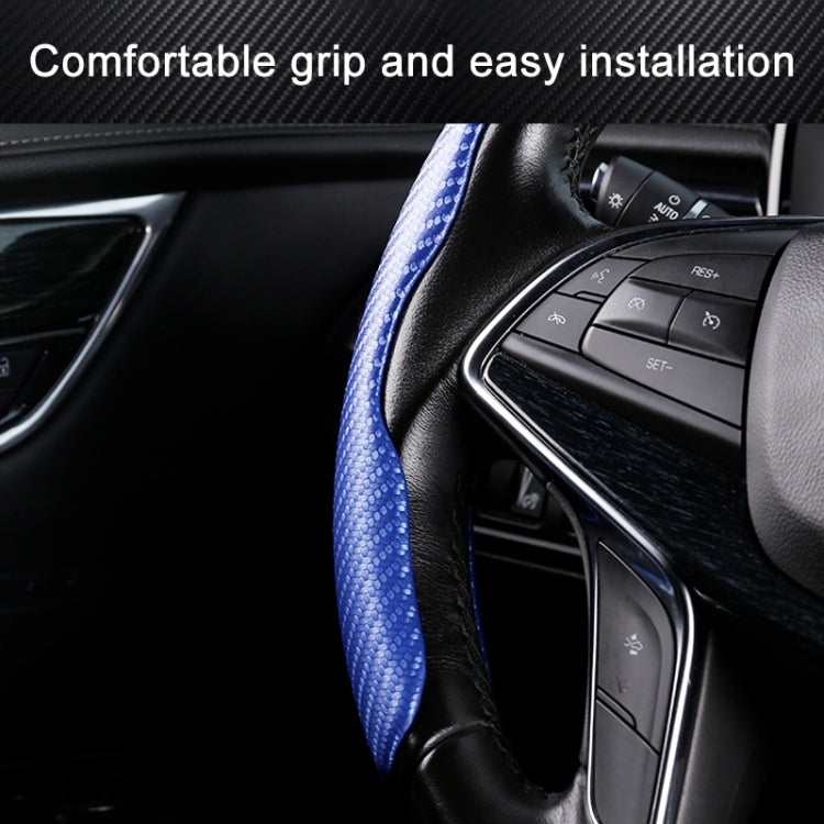 Car Universal Carbon Fiber Texture Leather Steering Wheel Cover (Blue) - Steering Wheel Accessories by PMC TechLife | Online Shopping South Africa | PMC TechLife | Buy Now Pay Later Mobicred
