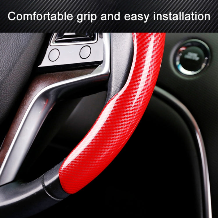 Car Universal Carbon Fiber Steering Wheel Cover (Red) - Steering Wheel Accessories by PMC TechLife | Online Shopping South Africa | PMC TechLife | Buy Now Pay Later Mobicred
