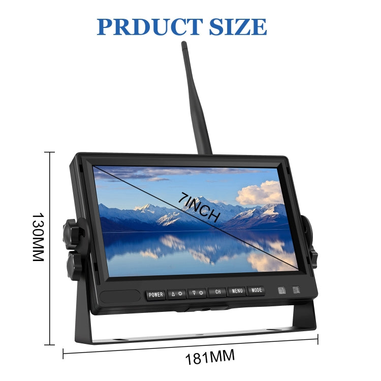 PZ710-W 7 inch Car Digital Wireless Rear-view Split-screen Monitor Single Record - Rearview Monitors by PMC TechLife | Online Shopping South Africa | PMC TechLife | Buy Now Pay Later Mobicred