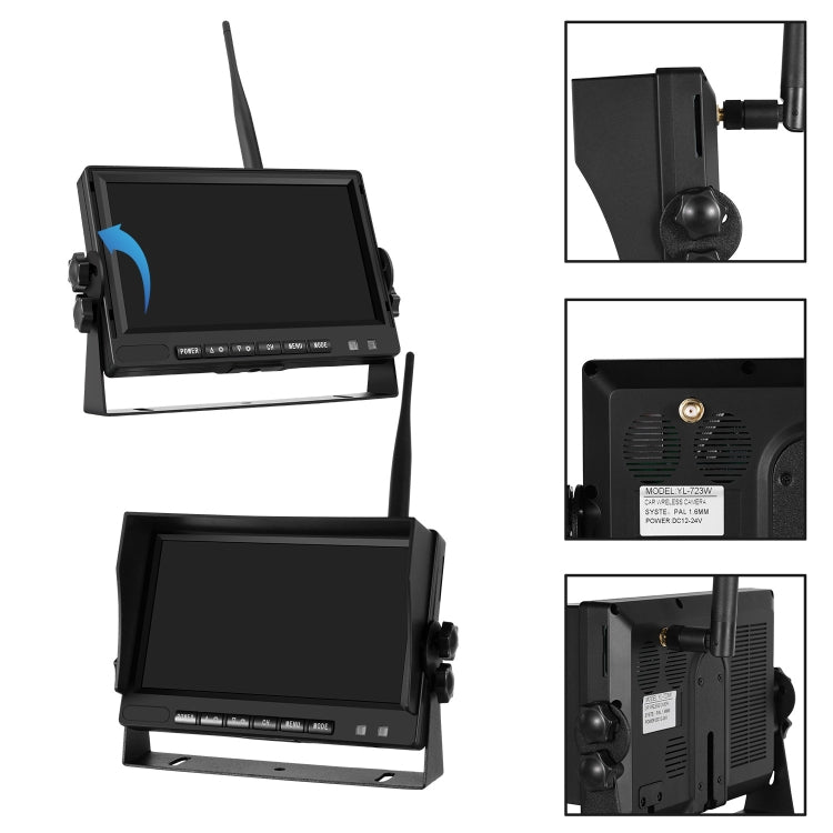 7 inch Car Digital Wireless Rear-view Split-screen Monitor Four Record - Rearview Monitors by PMC TechLife | Online Shopping South Africa | PMC TechLife | Buy Now Pay Later Mobicred