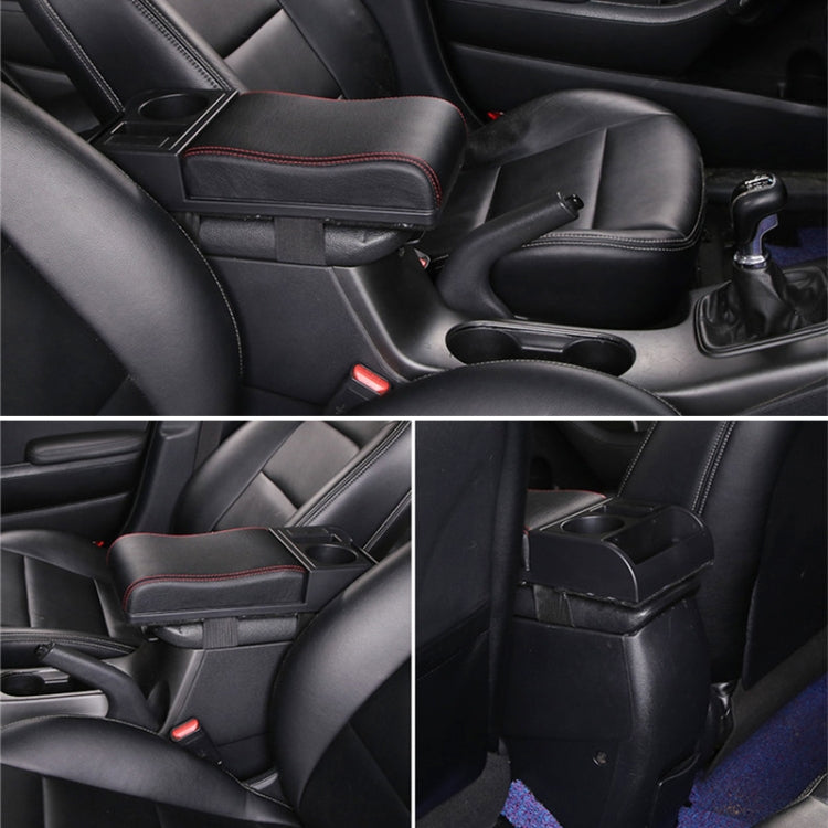 Car Multi-functional Dual USB Armrest Box Booster Pad, Microfiber Leather Curved Type (Black Red) - Seat Accessories by PMC TechLife | Online Shopping South Africa | PMC TechLife | Buy Now Pay Later Mobicred