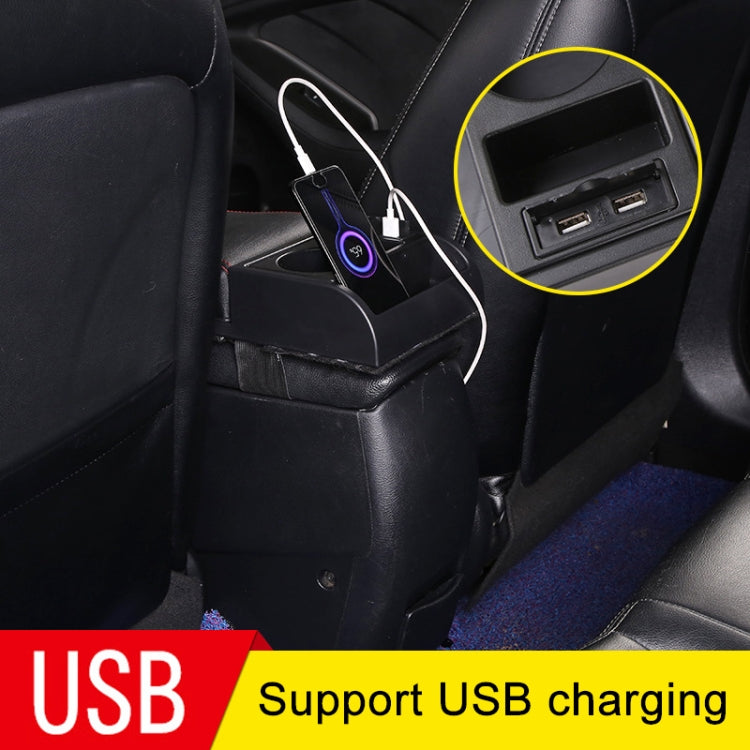 Car Multi-functional Dual USB Armrest Box Booster Pad, Microfiber Leather Curved Type (Black White) - Seat Accessories by PMC TechLife | Online Shopping South Africa | PMC TechLife | Buy Now Pay Later Mobicred