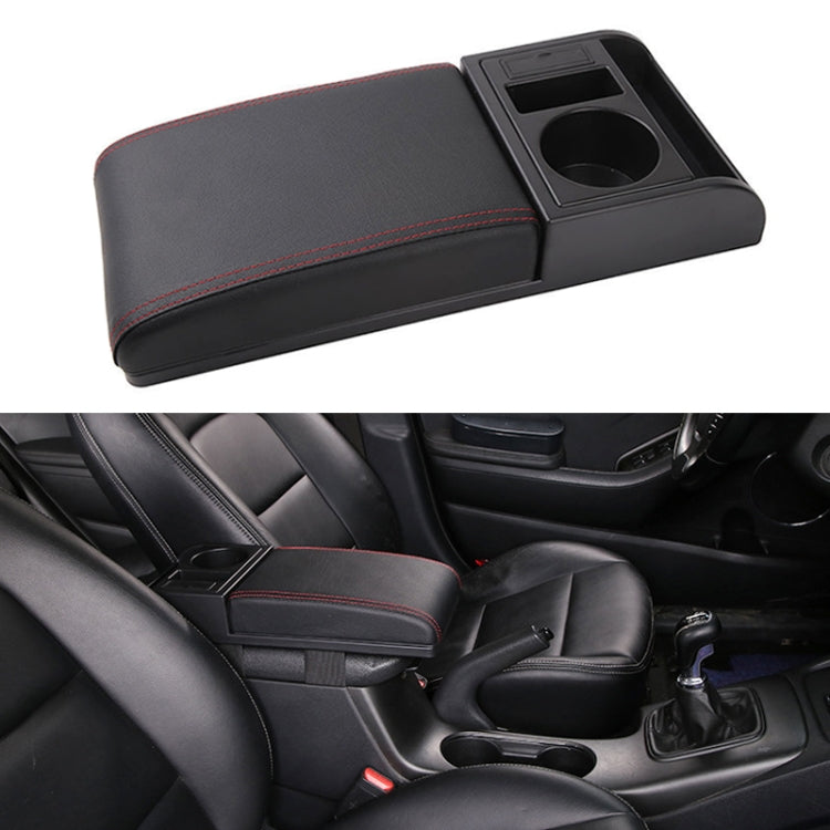 Car Multi-functional Dual USB Armrest Box Booster Pad, Microfiber Leather Straight Type (Black Red) - Seat Accessories by PMC TechLife | Online Shopping South Africa | PMC TechLife | Buy Now Pay Later Mobicred