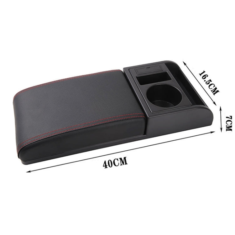 Car Multi-functional Dual USB Armrest Box Booster Pad, Microfiber Leather Straight Type (Black Red) - Seat Accessories by PMC TechLife | Online Shopping South Africa | PMC TechLife | Buy Now Pay Later Mobicred