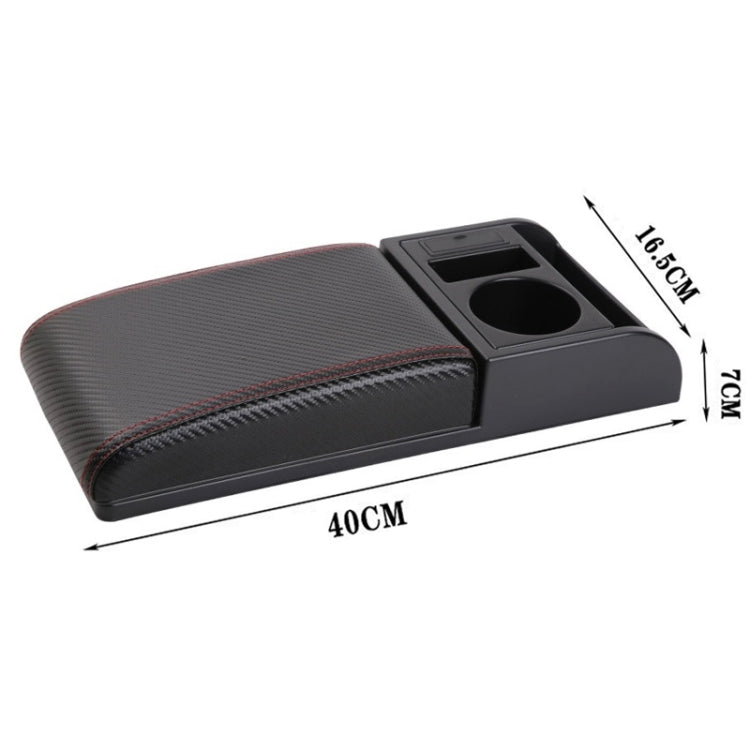 Car Multi-functional Dual USB Armrest Box Booster Pad, Carbon Fiber Leather Straight Type (Black Red) - Seat Accessories by PMC TechLife | Online Shopping South Africa | PMC TechLife | Buy Now Pay Later Mobicred