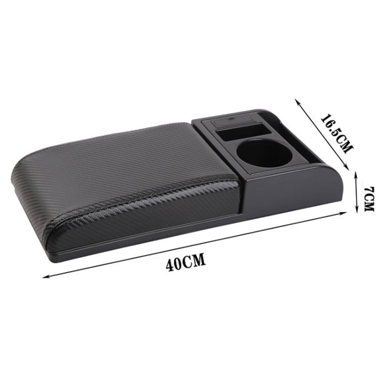 Car Multi-functional Dual USB Armrest Box Booster Pad, Carbon Fiber Leather Straight Type (Black) - Seat Accessories by PMC TechLife | Online Shopping South Africa | PMC TechLife | Buy Now Pay Later Mobicred