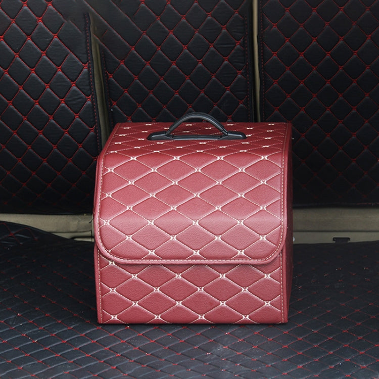 Car Trunk Foldable Storage Box, Rhombic Grid Small Size: 33 x 32 x 30cm (Wine Red) - Stowing Tidying by PMC Jewellery | Online Shopping South Africa | PMC Jewellery | Buy Now Pay Later Mobicred