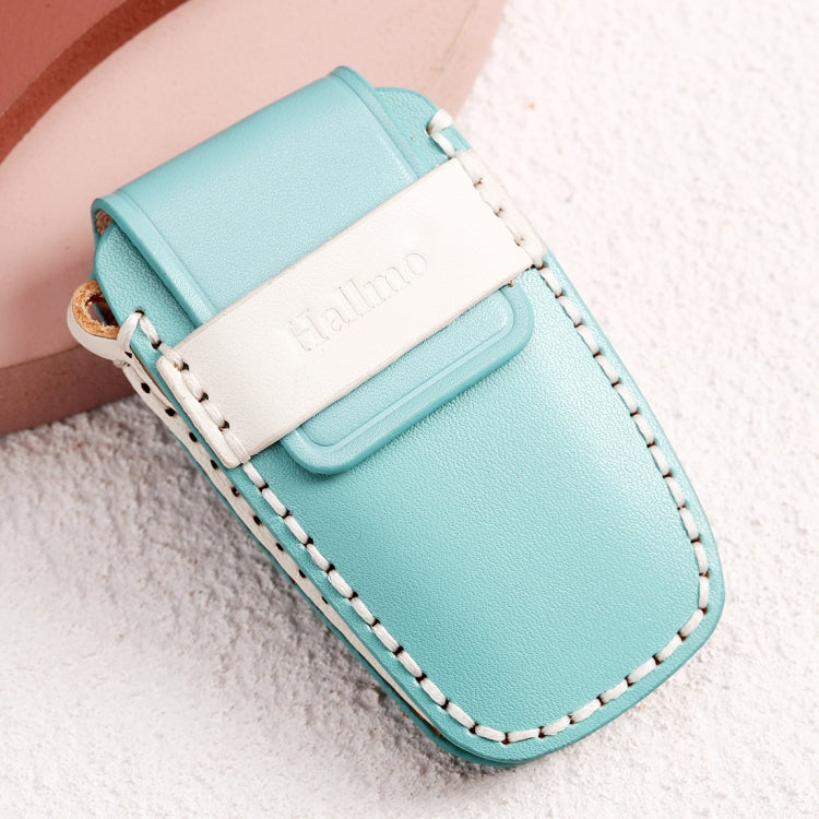 Hallmo Car Female Style Cowhide Leather Key Protective Cover for BMW, A Type(Sky Blue) - Car Key Cases by Hallmo | Online Shopping South Africa | PMC TechLife | Buy Now Pay Later Mobicred