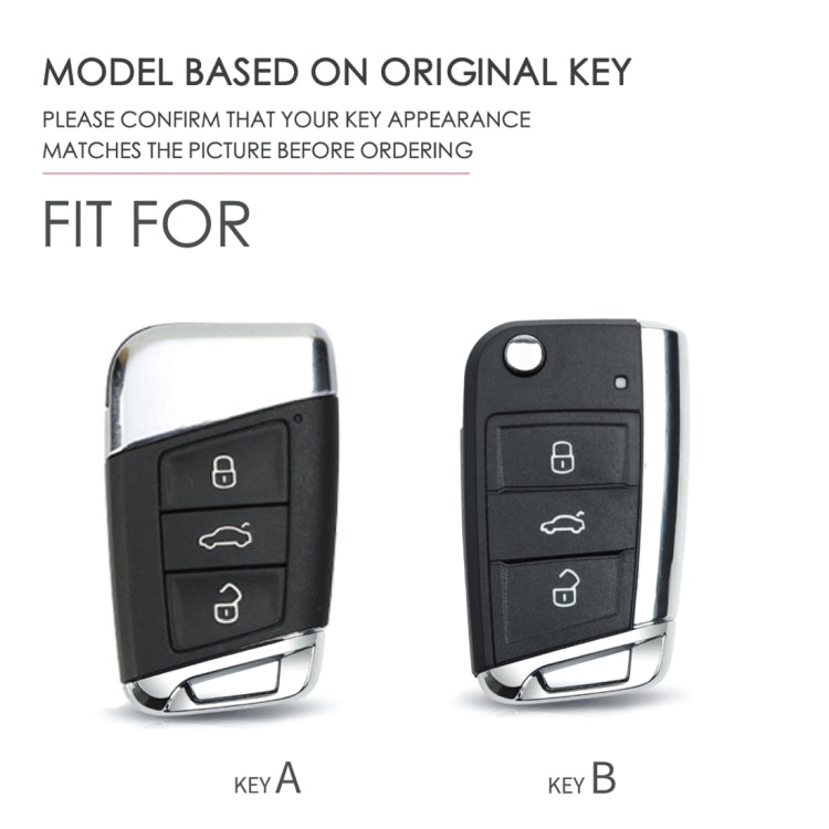 Hallmo Car Female Style Cowhide Leather Key Protective Cover for Volkswagen, A Type(Lake Blue) - Car Key Cases by Hallmo | Online Shopping South Africa | PMC TechLife | Buy Now Pay Later Mobicred