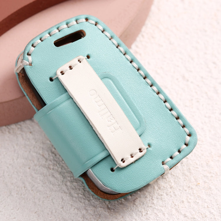 Hallmo Car Female Style Cowhide Leather Key Protective Cover for Volkswagen, A Type(Lake Blue) - Car Key Cases by Hallmo | Online Shopping South Africa | PMC TechLife | Buy Now Pay Later Mobicred