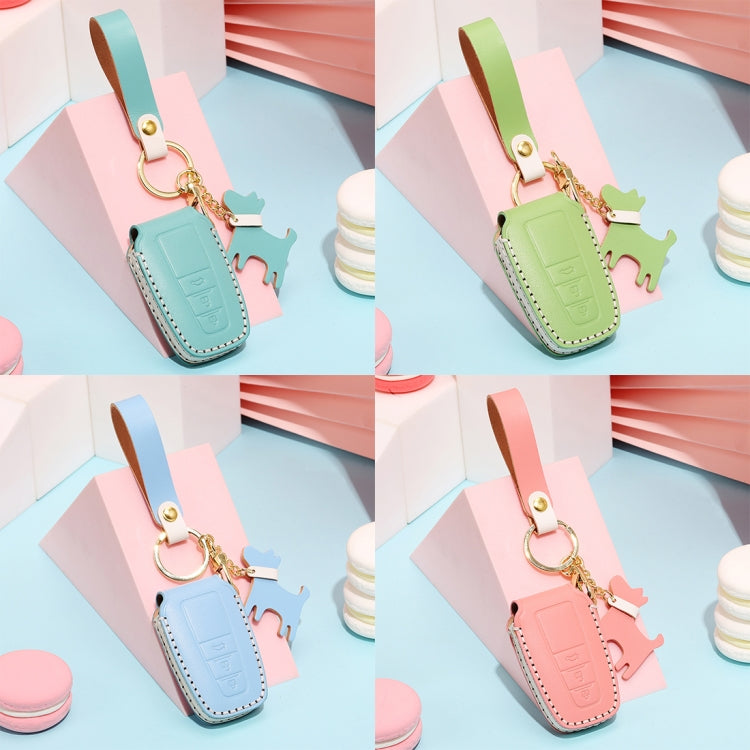 Hallmo Car Female Style Cowhide Leather Key Protective Cover for Toyota(Grass Green) - Car Key Cases by Hallmo | Online Shopping South Africa | PMC TechLife | Buy Now Pay Later Mobicred