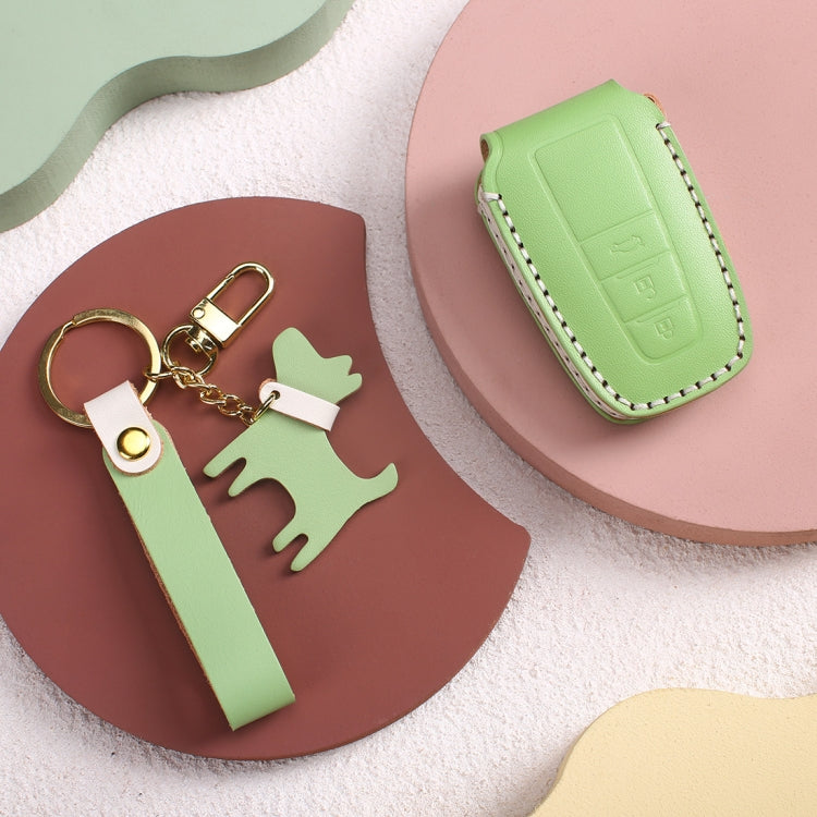 Hallmo Car Female Style Cowhide Leather Key Protective Cover for Toyota(Pink) - Car Key Cases by Hallmo | Online Shopping South Africa | PMC TechLife | Buy Now Pay Later Mobicred