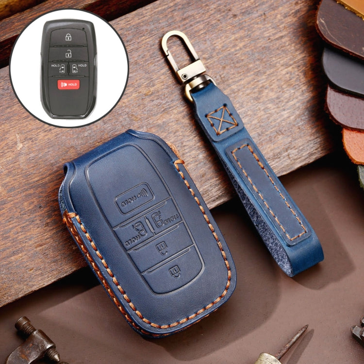 Hallmo Car Genuine Leather Key Protective Cover for Toyota Sienna 5-button(Blue) - Car Key Cases by Hallmo | Online Shopping South Africa | PMC TechLife | Buy Now Pay Later Mobicred