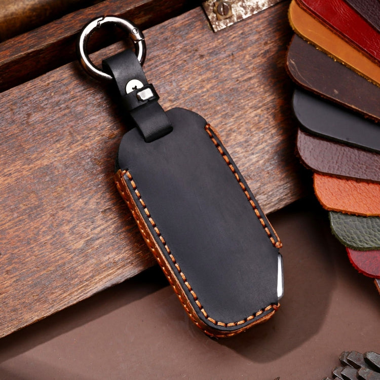 Hallmo Car Cowhide Leather Key Protective Cover for KIA(Black) - Car Key Cases by Hallmo | Online Shopping South Africa | PMC TechLife | Buy Now Pay Later Mobicred