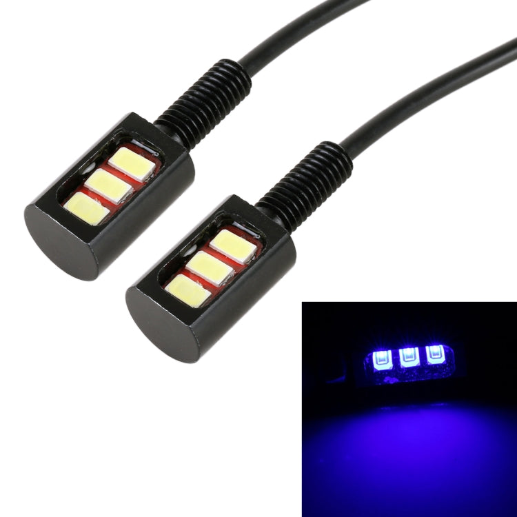 1 Pair DC12V 0.4W 3LEDs SMD-5630 Car / Motorcycle License Plate Light, Cable Length: 27cm (Blue Light) - License Plate Lights by PMC TechLife | Online Shopping South Africa | PMC TechLife | Buy Now Pay Later Mobicred