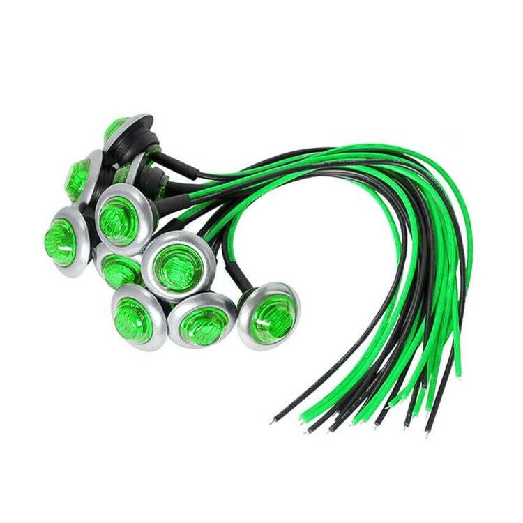 10 PCS MK-118 3/4 inch Metal Frame Car / Truck 3LEDs Side Marker Indicator Lights Bulb Lamp (Green Light) - Clearance Lights by PMC TechLife | Online Shopping South Africa | PMC TechLife | Buy Now Pay Later Mobicred