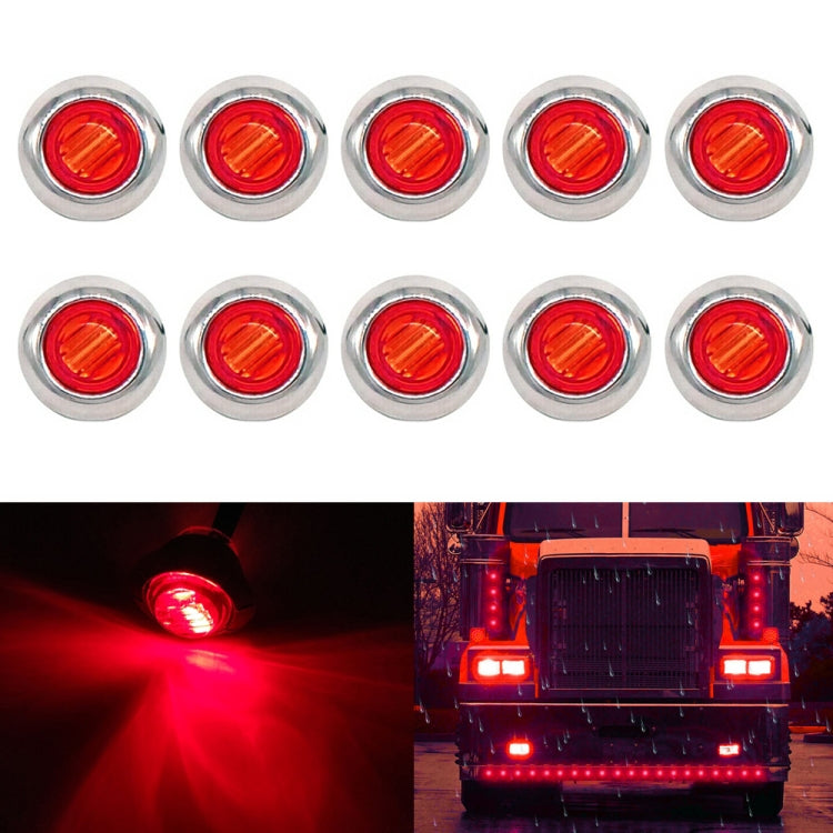 10 PCS MK-118 3/4 inch Metal Frame Car / Truck 3LEDs Side Marker Indicator Lights Bulb Lamp (Red Light) - Clearance Lights by PMC TechLife | Online Shopping South Africa | PMC TechLife | Buy Now Pay Later Mobicred