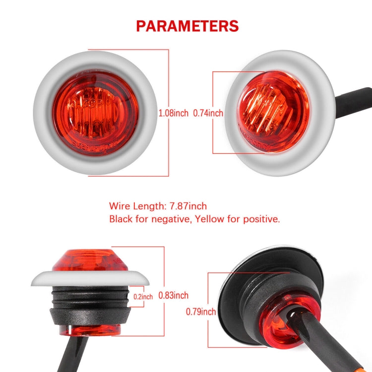 10 PCS MK-118 3/4 inch Metal Frame Car / Truck 3LEDs Side Marker Indicator Lights Bulb Lamp (Red Light) - Clearance Lights by PMC TechLife | Online Shopping South Africa | PMC TechLife | Buy Now Pay Later Mobicred