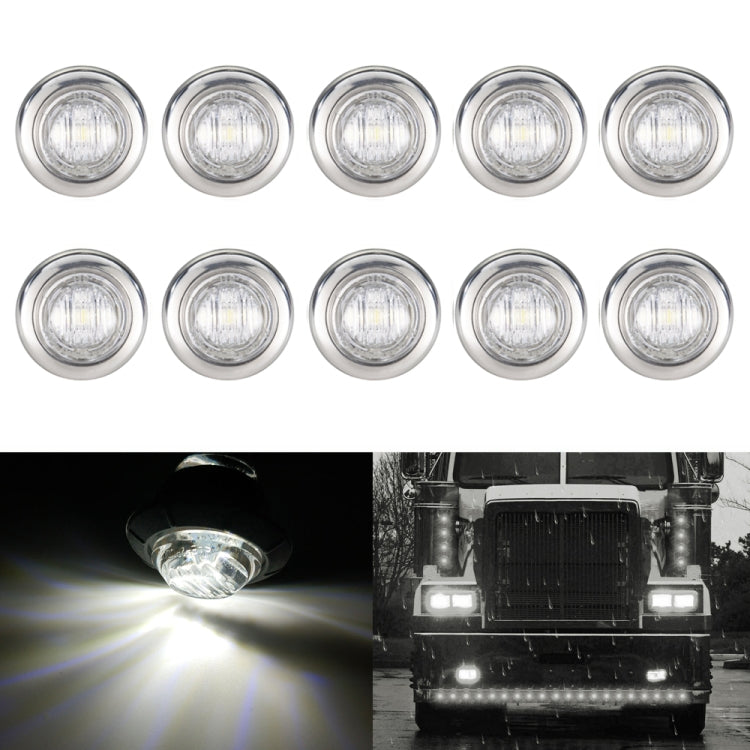 10 PCS MK-118 3/4 inch Metal Frame Car / Truck 3LEDs Side Marker Indicator Lights Bulb Lamp (White Light) - Clearance Lights by PMC TechLife | Online Shopping South Africa | PMC TechLife | Buy Now Pay Later Mobicred